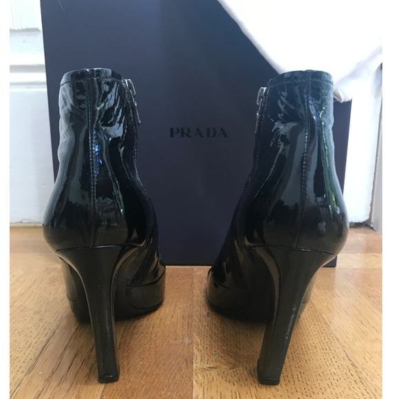 Prada Black Patent Leather Heeled Boot - Picture 3 of 4